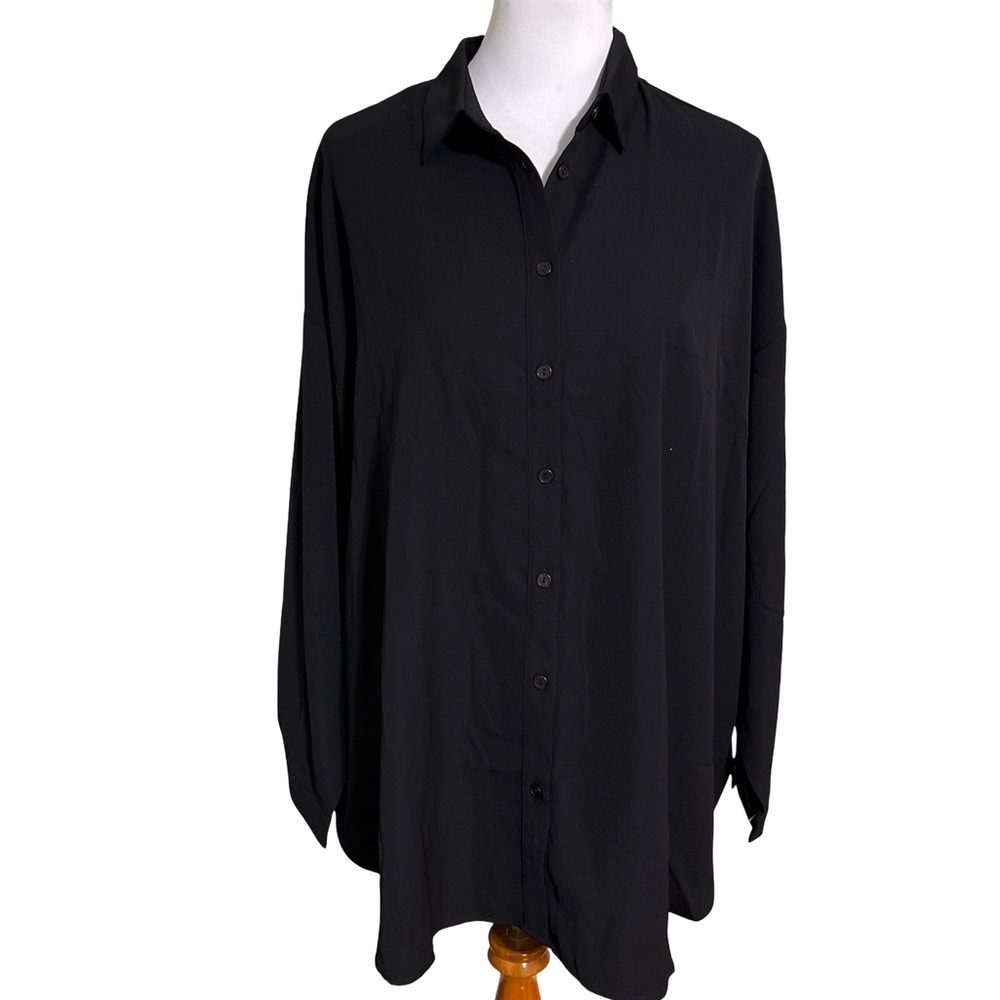 Andree By Unit Black Oversize Button Down Tunic